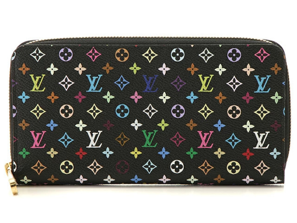LOUIS VUITTON Zippy Wallet Multicolor Noir Black Violet around Long
